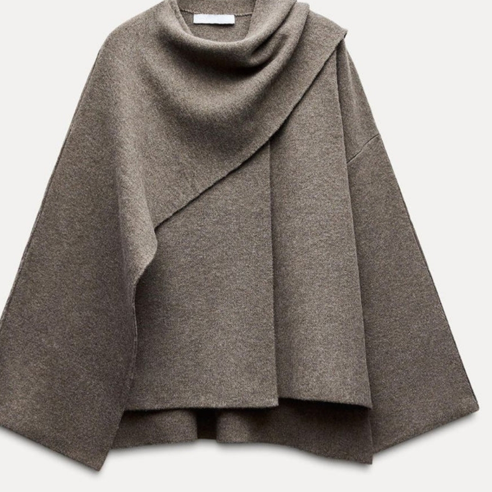 Zara Taupe Wool Cape